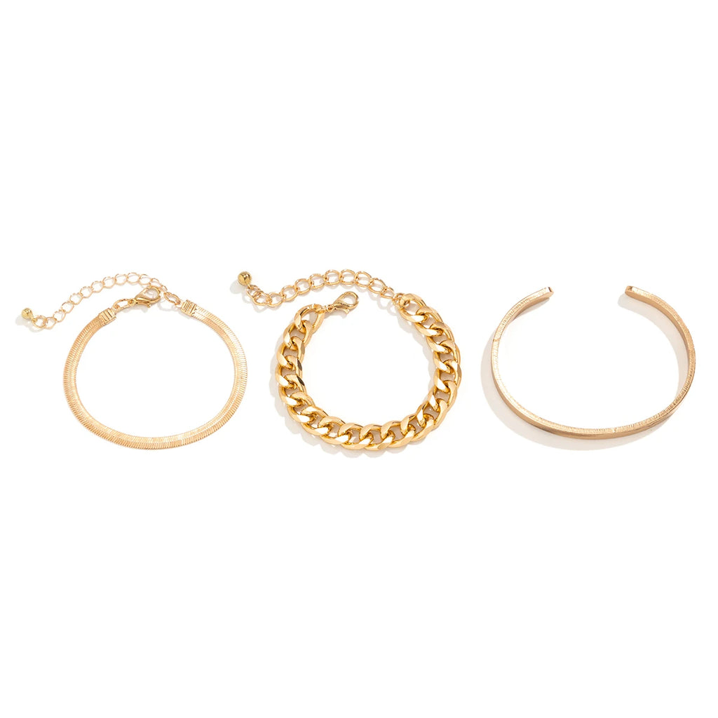 Bohemian Snake Chain Bracelet Set, Vintage Jewelry