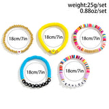 5PCS Boho Acrylic Letter Bead Chain Bracelet Women's Beach Jewelry
