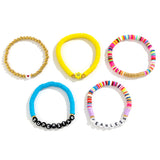 5PCS Boho Acrylic Letter Bead Chain Bracelet Women's Beach Jewelry