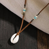 Bohemian Acrylic Shell Pendant Choker Brown Velvet Clavicle Necklace