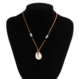 Bohemian Acrylic Shell Pendant Choker Brown Velvet Clavicle Necklace