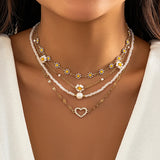 Bohemian Metal Flower Chain Clavicle Necklace Layered Choker