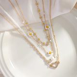 Bohemian Metal Flower Chain Clavicle Necklace Layered Choker