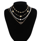 Bohemian Metal Flower Chain Clavicle Necklace Layered Choker