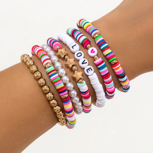 Bohemian Metal Star Chain Acrylic Letter Beads Bracelet Gothic Charm Bracelet