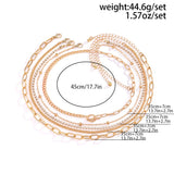 Bohemian Layered Metal Chain Rhinestone Choker Necklace