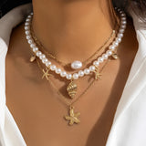 Bohemian Metal Chain Necklace Gothic Shell Pendant Trend Jewelry