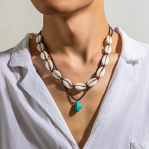 Boho Shell Chain Necklace Geometric Choker Men's Jewelry