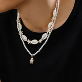 Boho Shell Starfish Necklace Turtle Pendant