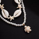 Boho Shell Starfish Necklace Turtle Pendant