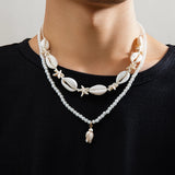 Boho Shell Starfish Necklace Turtle Pendant