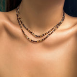 Boho Double Layered Acrylic Seed Bead Chain Clavicle Necklace
