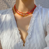 Boho Multicolor Beaded Star Pendant Necklace