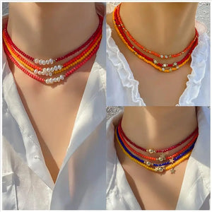 Boho Multicolor Beaded Star Pendant Necklace