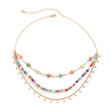 Boho Flower Chain Necklace Acrylic Bead Short Beach Jewelry