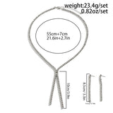 Rhinestone Chain Tassel Chest Necklace Wedding Party Jewelry Set
