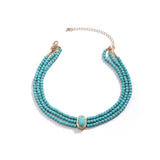Green Pattern Bead Chain Short Necklace Pearl Choker Charm Wedding Jewelry