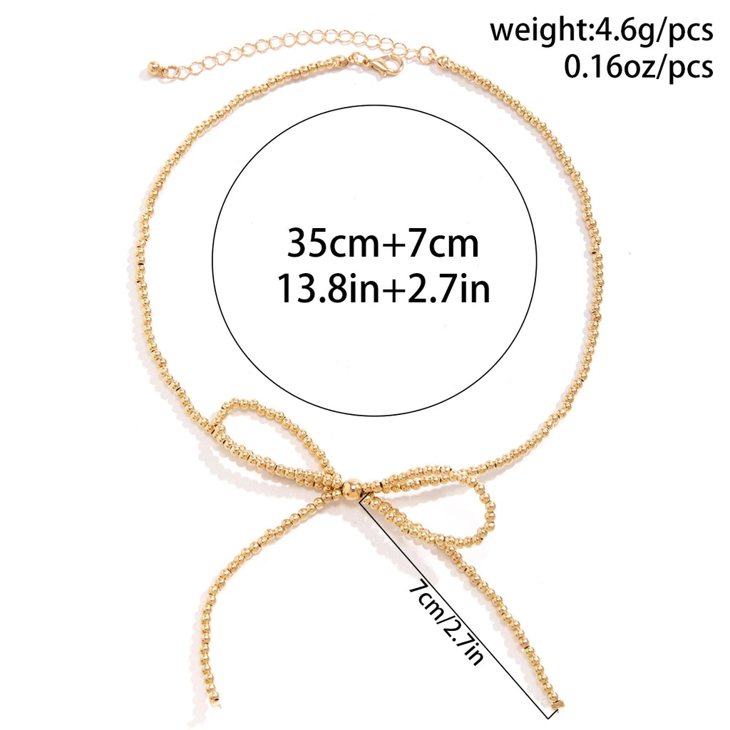 Vintage Big Bow & Acrylic Ball Beads Necklace