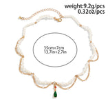 Crystal Droplet Pendant Necklace Metal Mesh Chain Tassel Clavicle Necklace