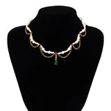 Crystal Droplet Pendant Necklace Metal Mesh Chain Tassel Clavicle Necklace