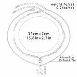 Metal Star Chain Necklace Punk Statement Star Pendant Double Clavicle Necklace