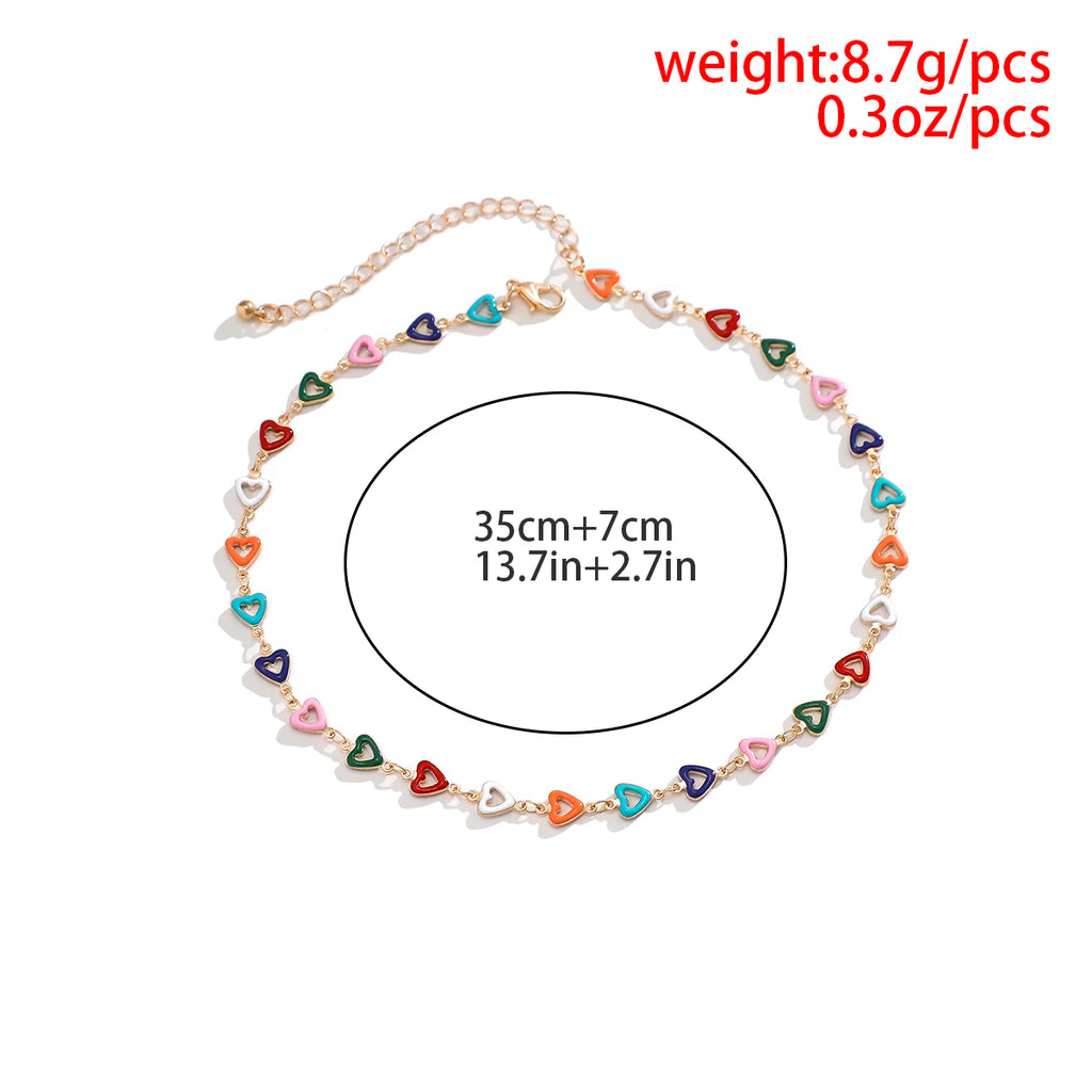 Multicolor Heart Chain Collarbone Choker Necklace