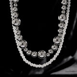 Pearl Bead Chain Choker Punk Metal CCB Beads Clavicle Necklace Gift