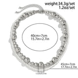 Pearl Bead Chain Choker Punk Metal CCB Beads Clavicle Necklace Gift