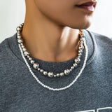 Pearl Bead Chain Choker Punk Metal CCB Beads Clavicle Necklace Gift