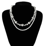 Pearl Bead Chain Choker Punk Metal CCB Beads Clavicle Necklace Gift
