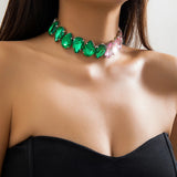 Geometric Crystal Chain Clavicle Necklace Water Drop Choker Women's Neck Jewelry