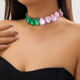 Geometric Crystal Chain Clavicle Necklace Water Drop Choker Women's Neck Jewelry