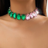 Geometric Crystal Chain Clavicle Necklace Water Drop Choker Women's Neck Jewelry
