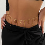 Metal Star Moon Tassel Pendant Waist Chain Vintage Sexy Bikini Beach Belly Body