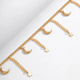 Metal Star Moon Tassel Pendant Waist Chain Vintage Sexy Bikini Beach Belly Body