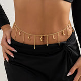 Metal Star Moon Tassel Pendant Waist Chain Vintage Sexy Bikini Beach Belly Body