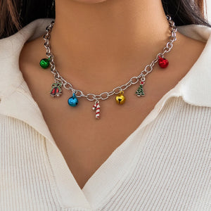 Metal Bell Pendant Necklace Women's Christmas Jewelry Gift