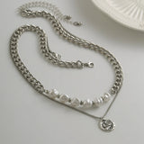 Baroque Pearl Necklace Punk Thin Box Chain Men's Jewelry
