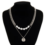 Baroque Pearl Necklace Punk Thin Box Chain Men's Jewelry