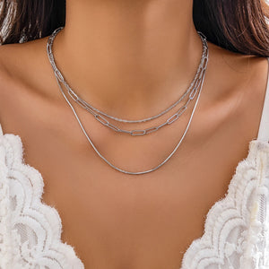 Gothic Chain Short Necklace Punk Thin Snake Chain Layered Necklace