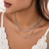 Gothic Chain Short Necklace Punk Thin Snake Chain Layered Necklace