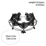 Gothic Lace Necklace with Acrylic Bead Pendant and Tassel Choker