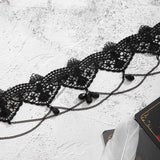 Gothic Lace Necklace with Acrylic Bead Pendant and Tassel Choker
