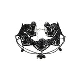 Gothic Lace Necklace with Acrylic Bead Pendant and Tassel Choker