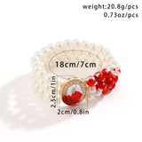 Gothic Blood Pattern Pearl Chain Bracelet Rhinestone Layered Bracelet