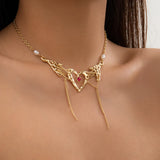 Gothic Heart Necklace Liquid Metal Choker Women's Jewelry