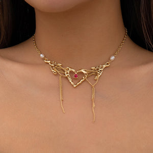 Gothic Heart Necklace Liquid Metal Choker Women's Jewelry