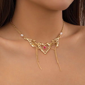 Gothic Heart Necklace Liquid Metal Choker Women's Jewelry