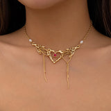 Gothic Heart Necklace Liquid Metal Choker Women's Jewelry