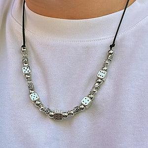 Gothic Metal Dice Necklace Leather Choker Men's Jewelry